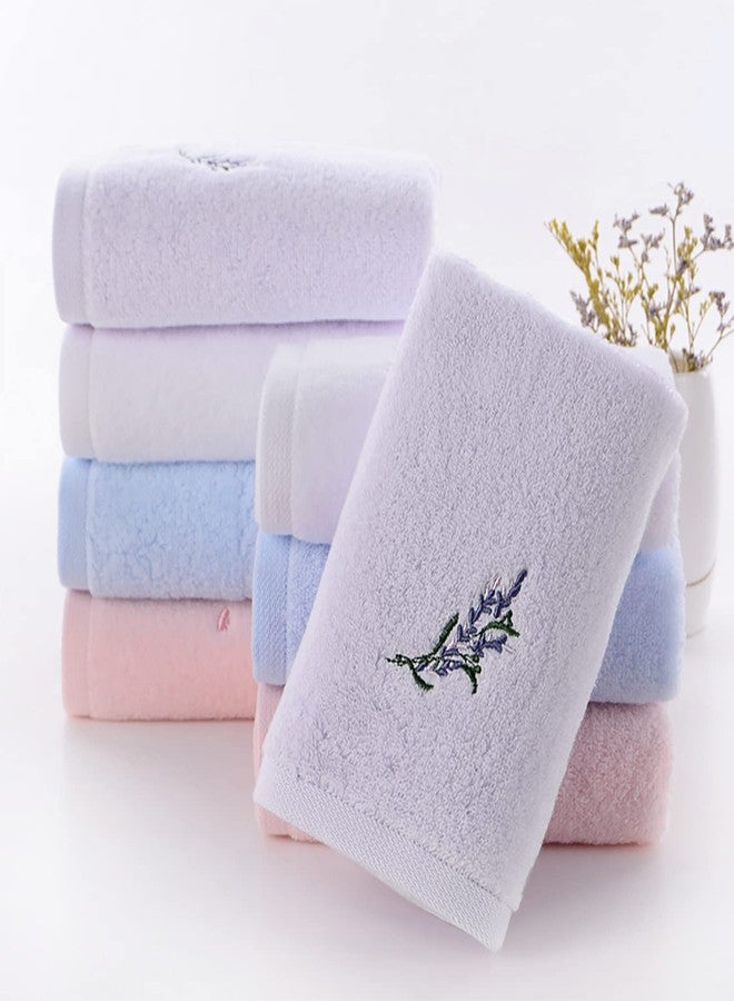 Pidada Hand Towel Set of 3 Embroidered Lavender Floral Pattern 100% Cotton Soft Absorbent Decorative Towel for Bathroom (Light Purple) - Image 4