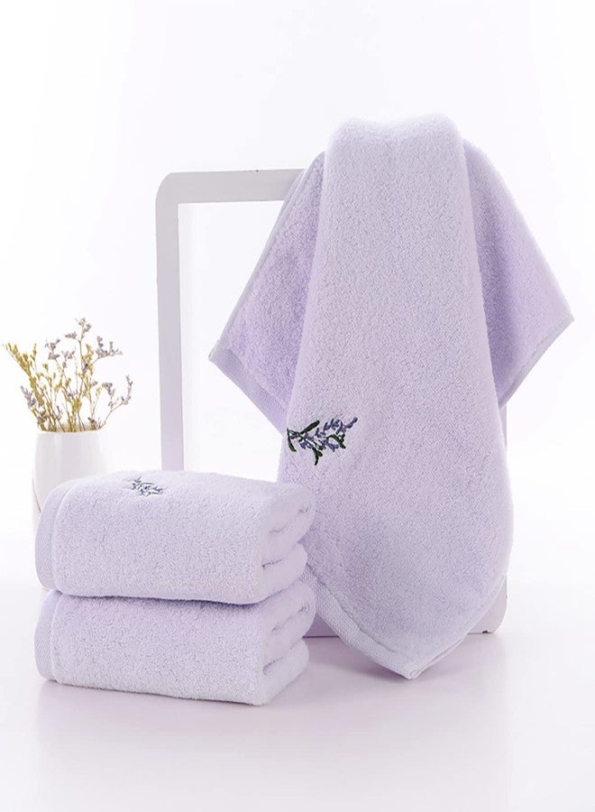 Pidada Hand Towel Set of 3 Embroidered Lavender Floral Pattern 100% Cotton Soft Absorbent Decorative Towel for Bathroom (Light Purple) - Image 5
