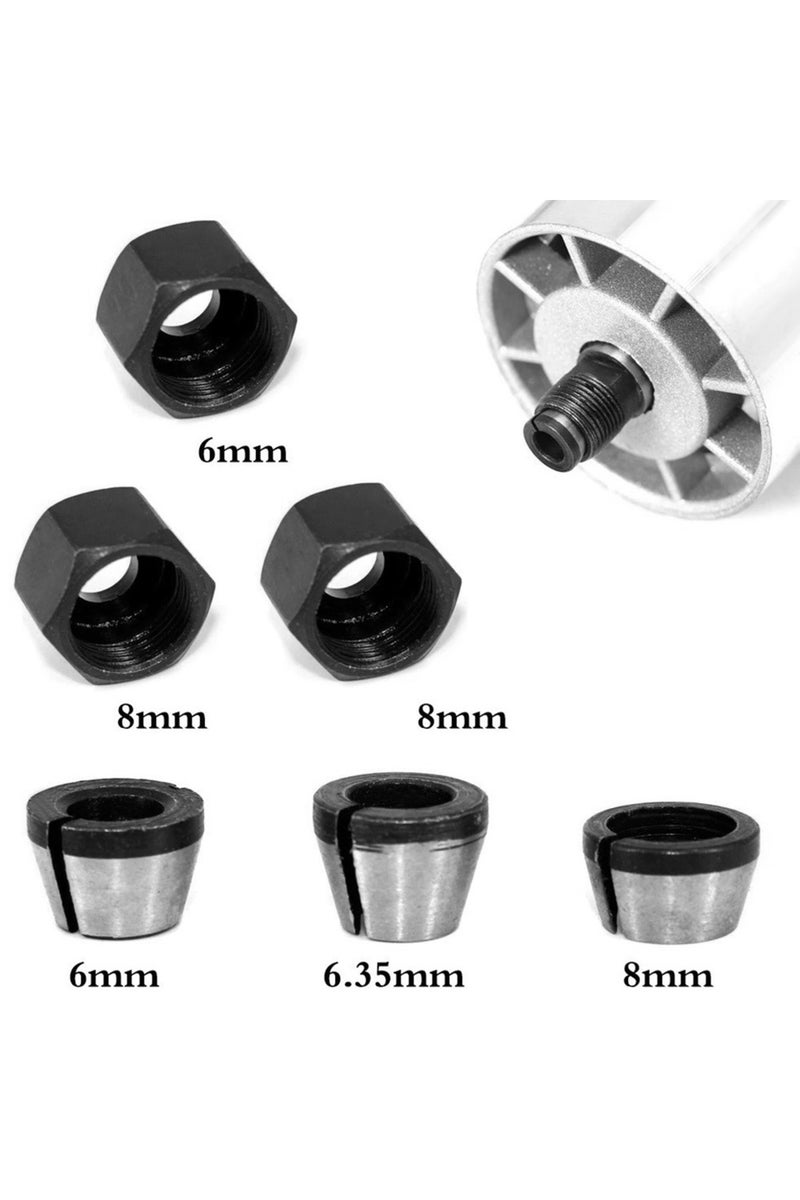 erorex 6PCS 6/12PCS 6/6.35/8mm Milling Cutter Collet Adapter Collets Chuck Engraving Trimming Machine Elect