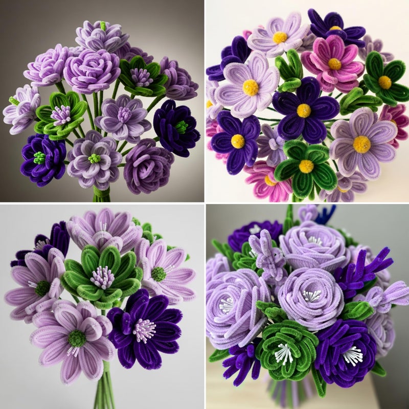 Caydo 200 Pieces Purple Pipe Cleaners Craft Chenille Stems for DIY Art Creative Crafts Party Valentine's Day Decorations (12 Inch x 6 mm) - Image 3