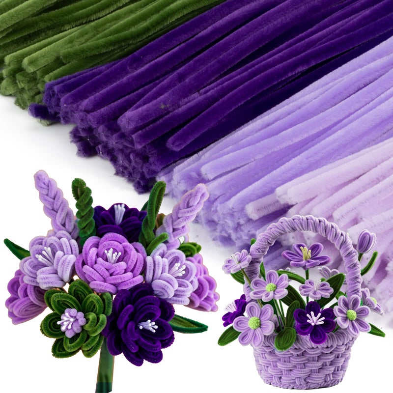 Caydo 200 Pieces Purple Pipe Cleaners Craft Chenille Stems for DIY Art Creative Crafts Party Valentine's Day Decorations (12 Inch x 6 mm) - Image 5