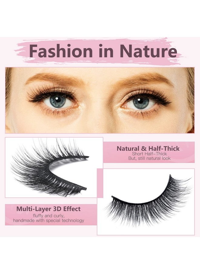 SONAFEEL - Natural Lashes Short False Eyelashes 13Mm Volume Strip Lashes 12Pairs 3D Mink Lashes Fluffy Reusable Fake Eyelashes Pack - Image 1