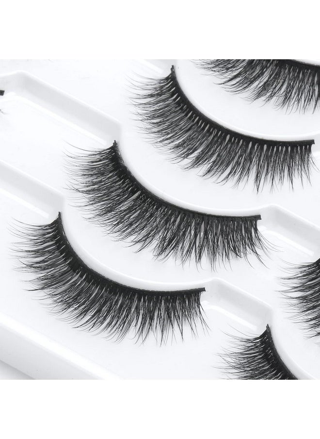 SONAFEEL - Natural Lashes Short False Eyelashes 13Mm Volume Strip Lashes 12Pairs 3D Mink Lashes Fluffy Reusable Fake Eyelashes Pack - Image 1