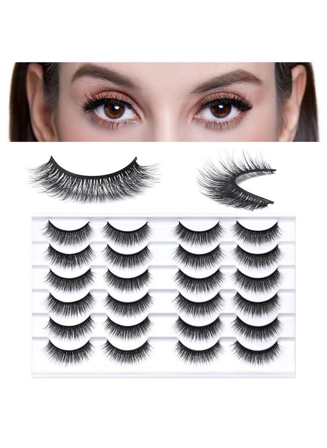 SONAFEEL - Natural Lashes Short False Eyelashes 13Mm Volume Strip Lashes 12Pairs 3D Mink Lashes Fluffy Reusable Fake Eyelashes Pack - Image 1