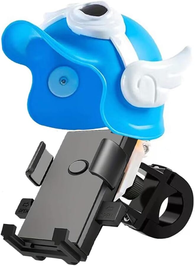 KaberEgypt 2020 Bike Phone Holder for Motorcycles Bike Bicycle Phone Mount Anti Vibration Stable Clamp Mount Mount Mount Compatible with All Mobile Phones (1 Piece Only) - Black Cap Blue
