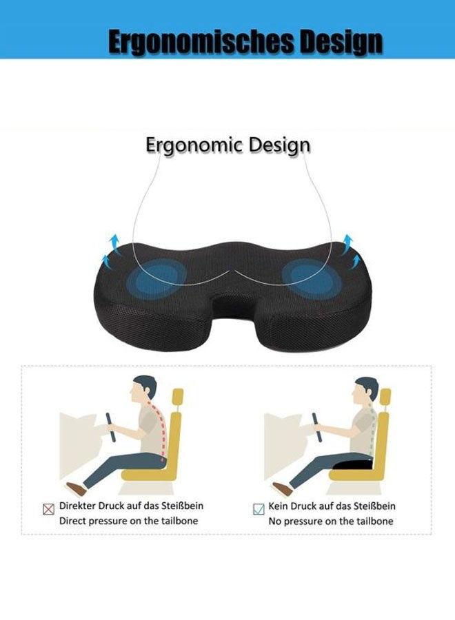 Seat Cushion Ergonomic Enhanced Seat Memory Foam Seat Cushion Breathable Seat Cushion(Black) - Image 4