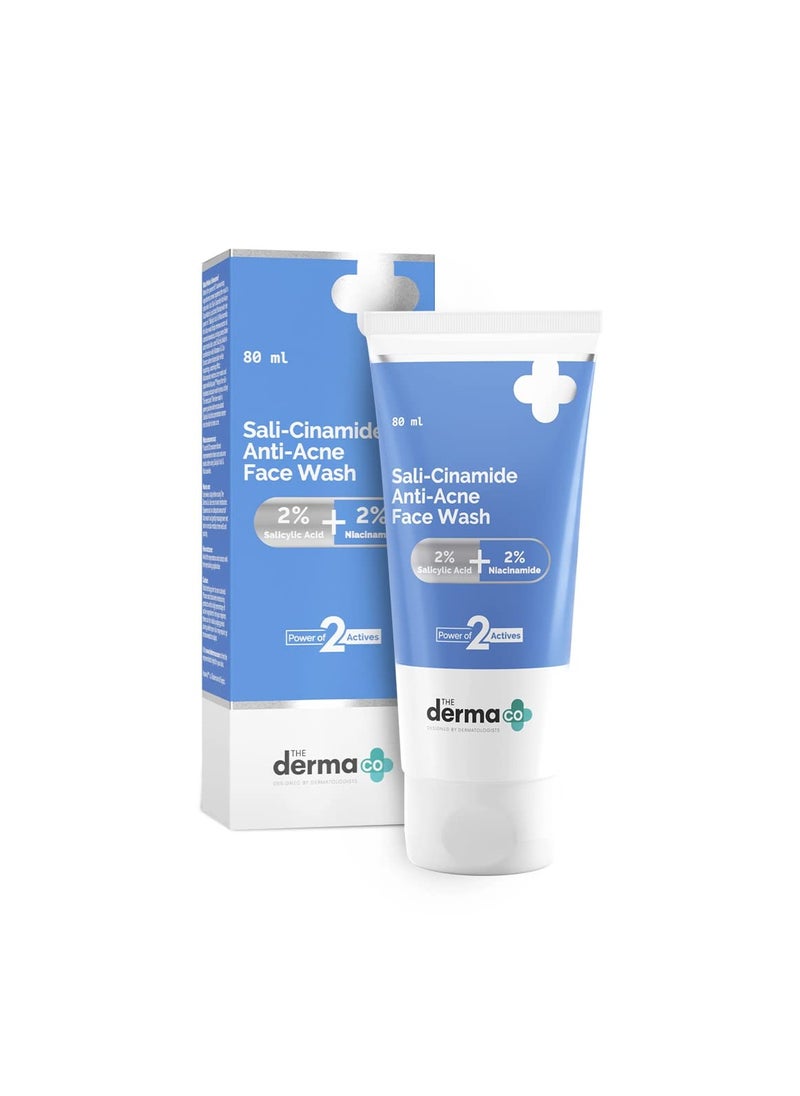 THE derma Co The Derma Co Sali-Cinamide Anti-Acne Face Wash I With 2% Salicylic Acid & 2% Niacinamide I Treats Active Acne & Fades Acne Marks I For Oily & Combination Skin I Power of 2 Actives - 80ml  - Image 1