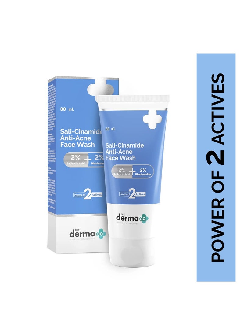 THE derma Co The Derma Co Sali-Cinamide Anti-Acne Face Wash I With 2% Salicylic Acid & 2% Niacinamide I Treats Active Acne & Fades Acne Marks I For Oily & Combination Skin I Power of 2 Actives - 80ml  - Image 2