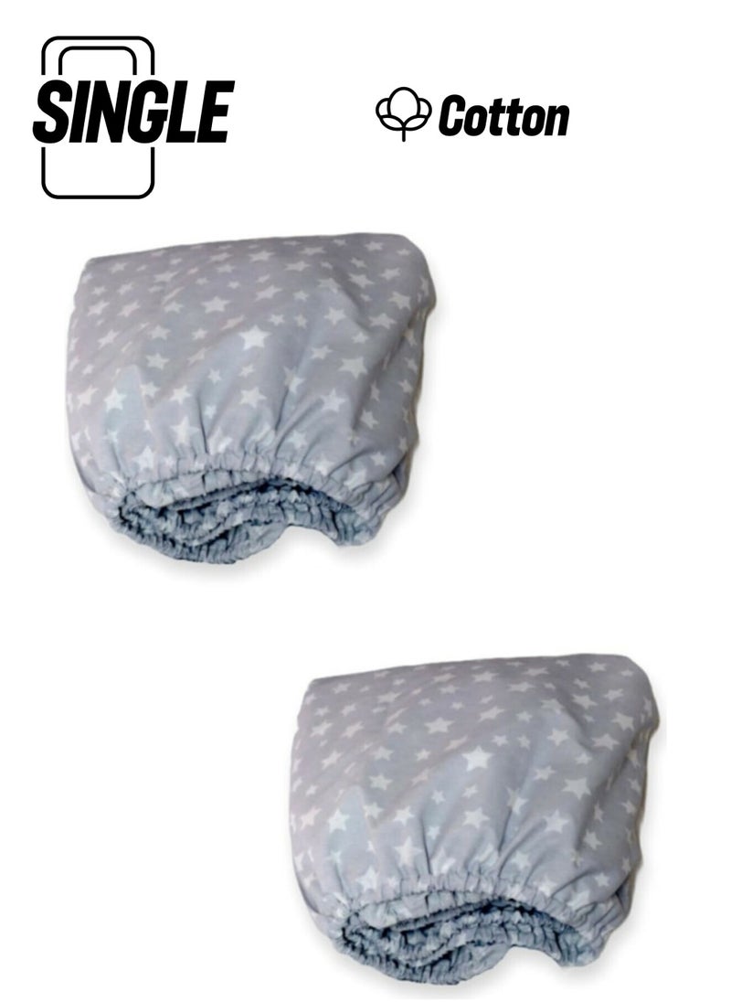 Bebek Özel Baby Special Cotton Baby and Kids Elastic Sheet Starry Gray 70X160 (2 Pieces) 