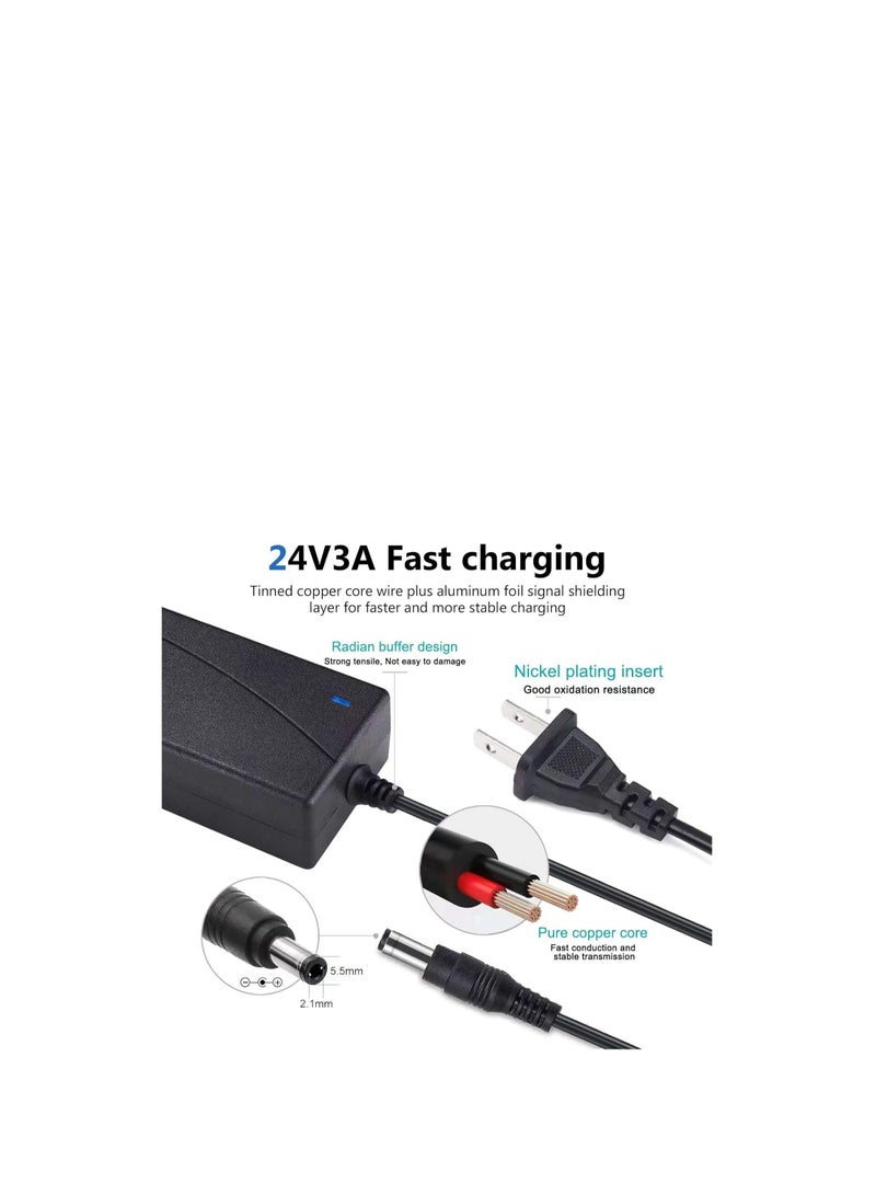 Terabyte Replacement 24V AC DC Power Supply Cord for Logitech G25 G27 G29 G920 G923 G940, Logitech Racing Wheel APD DA-42H24 AD10110LF 190211-0010 190211-A030 PS3 Xbox 360 GT Adapter Charger Cord Cable - Image 3