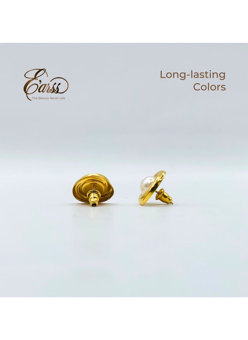 Earss Round Pearl With Gold | Stainless Steel | 18K Gold Plated  - Image 4