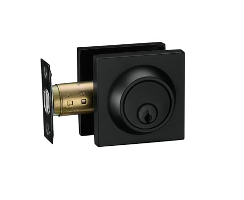 Berlin Modisch Sleek Series Square Single Cylinder Deadbolt Lock for Front Door Entrance Modern High Security Heavy Duty – Iron Black Finish - Image 2