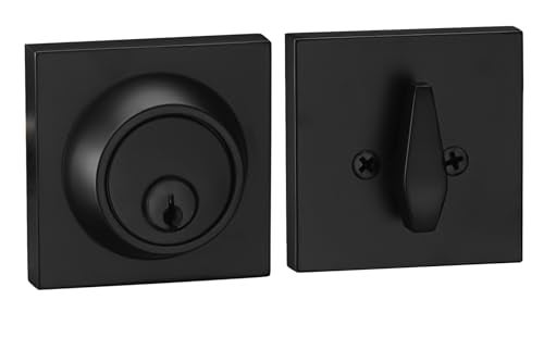 Berlin Modisch Sleek Series Square Single Cylinder Deadbolt Lock for Front Door Entrance Modern High Security Heavy Duty – Iron Black Finish - Image 1