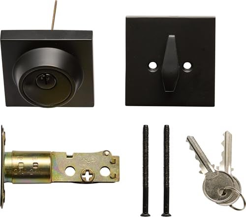 Berlin Modisch Sleek Series Square Single Cylinder Deadbolt Lock for Front Door Entrance Modern High Security Heavy Duty – Iron Black Finish - Image 4