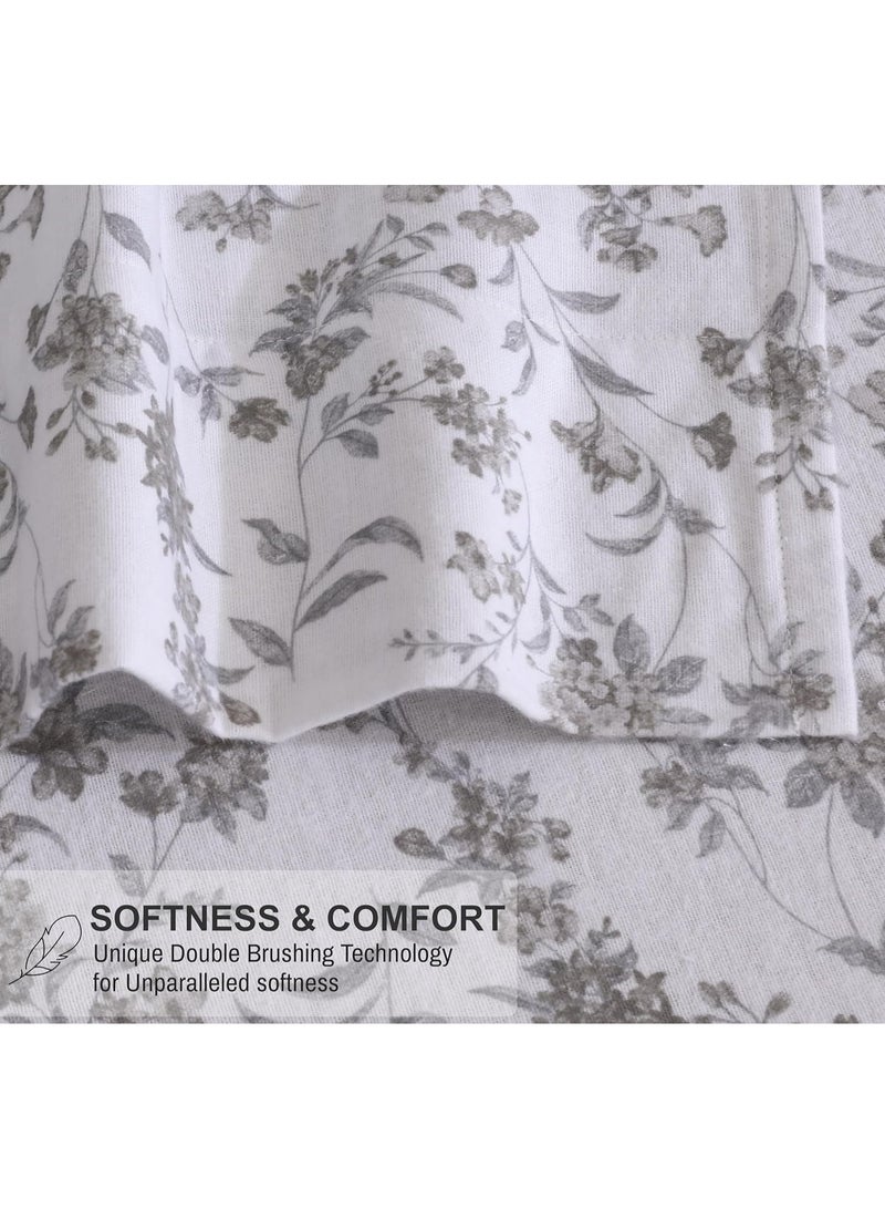 RUVANTI Flannel Sheets Full Size - 100% Cotton Double Brushed Bed Sheets Set, Deep Pockets 16 Inches, All Seasons Breathable & Extra Soft Full Sheets, Warm & Cozy, 4 Piece, Vintage Flora - Image 4