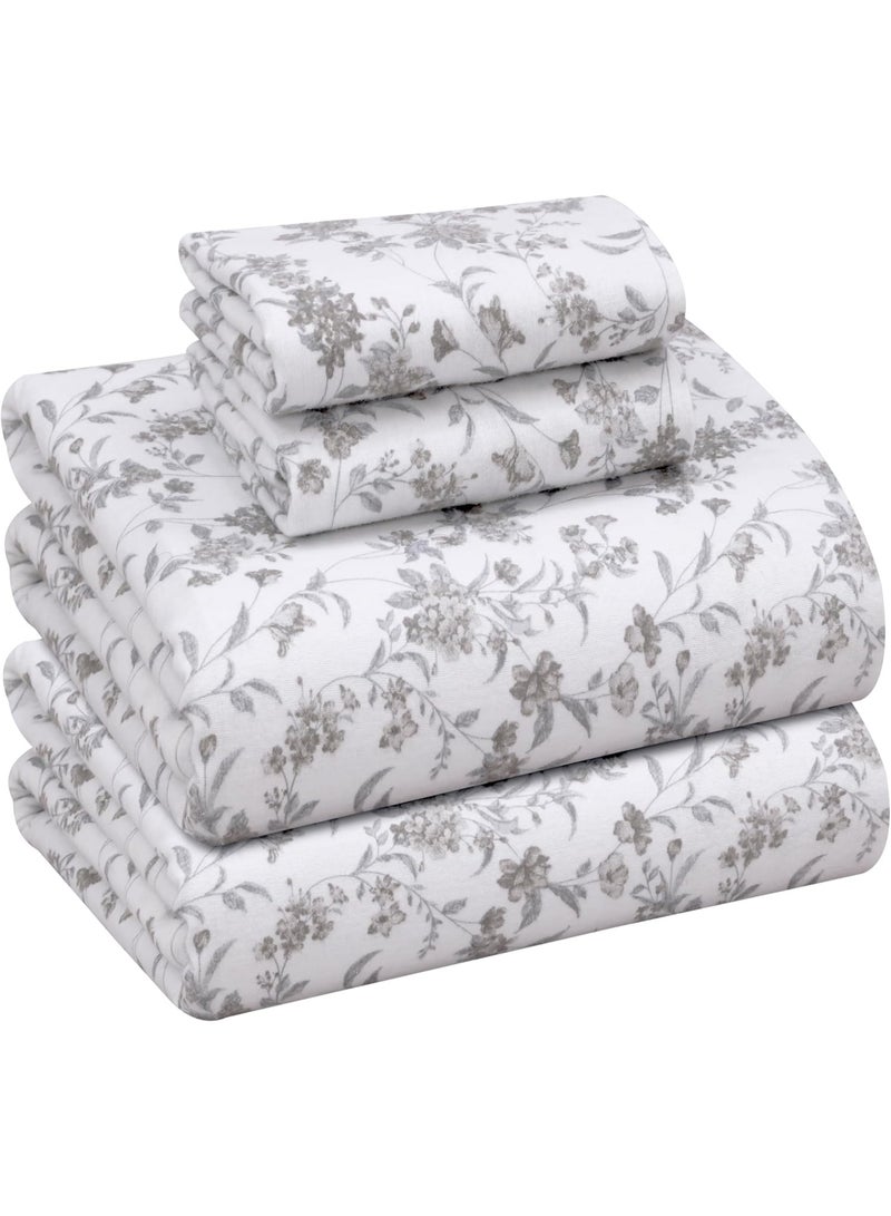 RUVANTI Flannel Sheets Full Size - 100% Cotton Double Brushed Bed Sheets Set, Deep Pockets 16 Inches, All Seasons Breathable & Extra Soft Full Sheets, Warm & Cozy, 4 Piece, Vintage Flora - Image 1