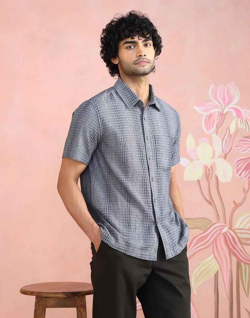 فاب انديا Grey Cotton Bush Shirt