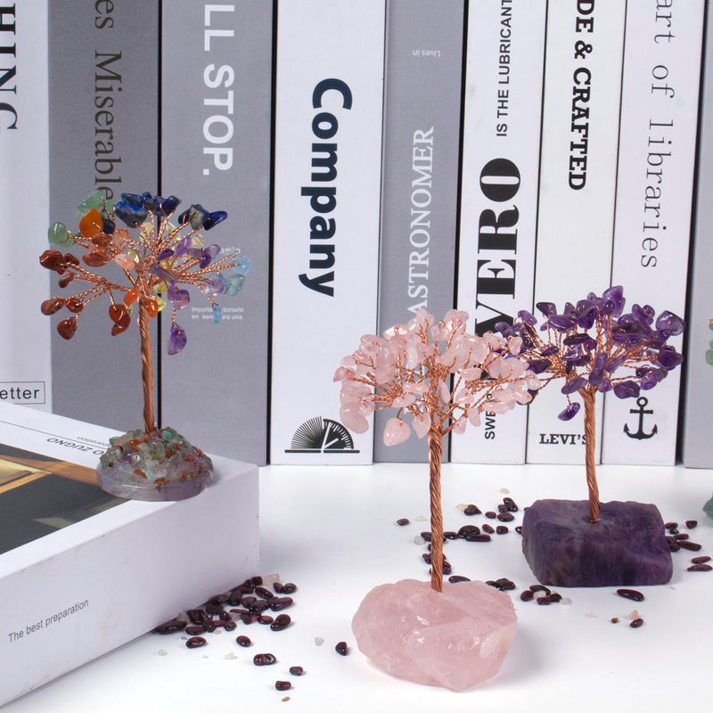 Ytbeoxk Rose Quartz Healing Crystal Treeï¼ŒNatural Reiki Life Stone Base Copper Wire Tree Decorï¼Œ Feng Shui Spiritual Energy for Pink Home Office Desk ï¼Œ Ideal Meditation Gift for Women Men - Image 4