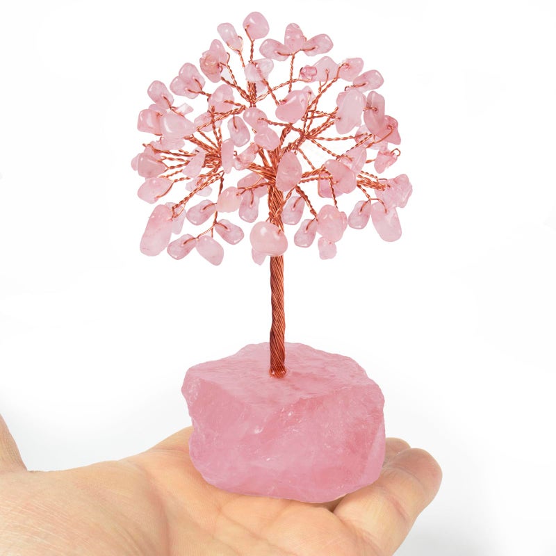 Ytbeoxk Rose Quartz Healing Crystal Treeï¼ŒNatural Reiki Life Stone Base Copper Wire Tree Decorï¼Œ Feng Shui Spiritual Energy for Pink Home Office Desk ï¼Œ Ideal Meditation Gift for Women Men - Image 2