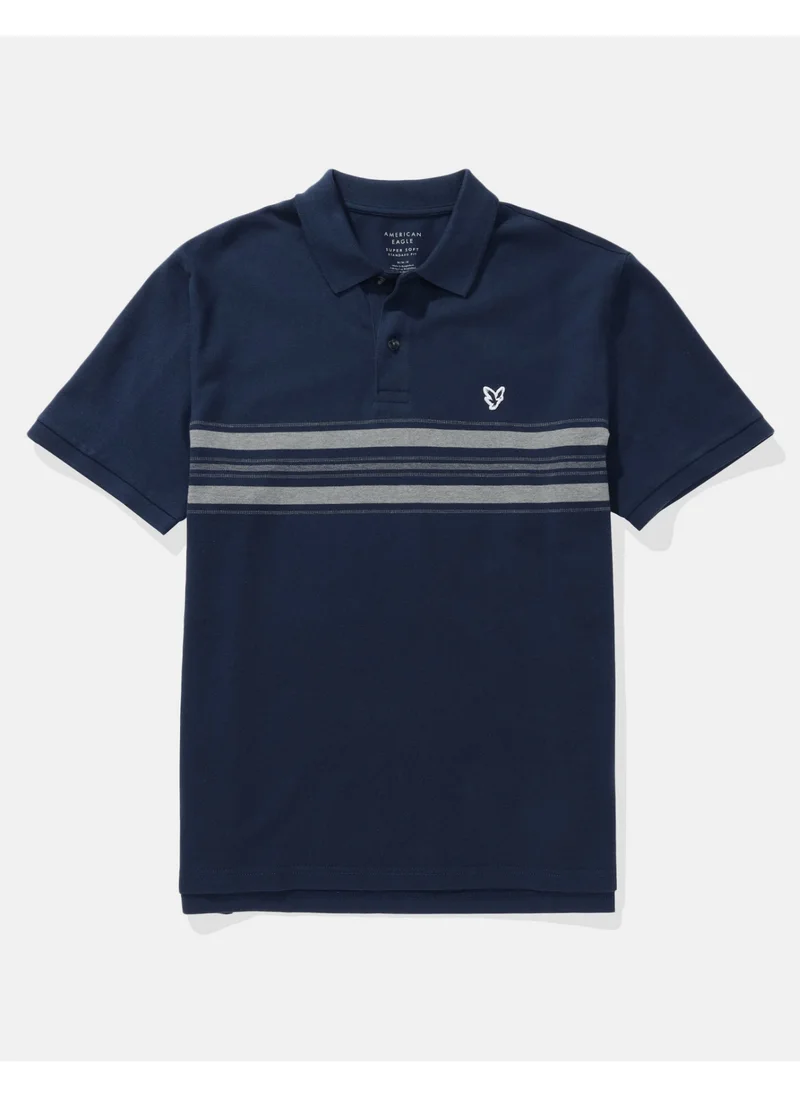 امريكان ايجل AE Flex Pique Striped Polo Shirt