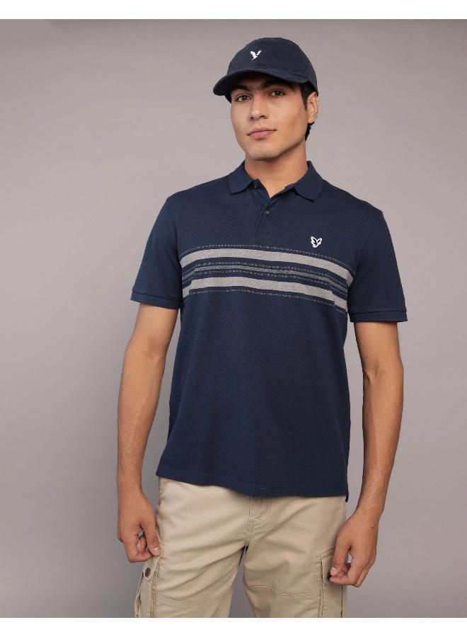 امريكان ايجل قميص بولو مخطط من قماش البيكيه المرن - Image 1