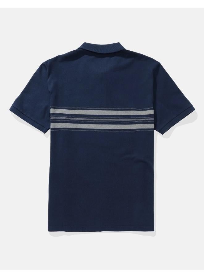 امريكان ايجل قميص بولو مخطط من قماش البيكيه المرن - Image 2