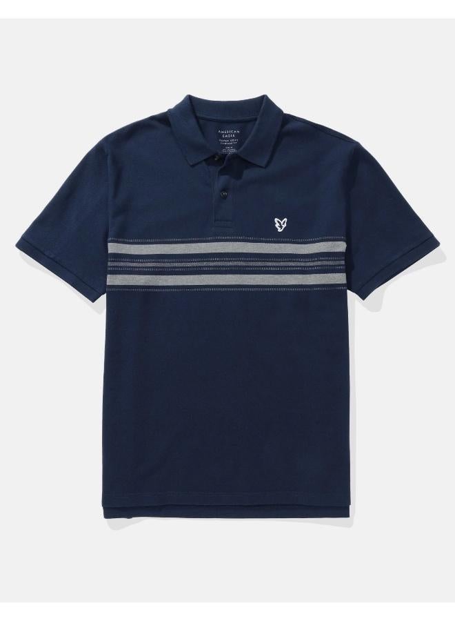 امريكان ايجل قميص بولو مخطط من قماش البيكيه المرن - Image 3