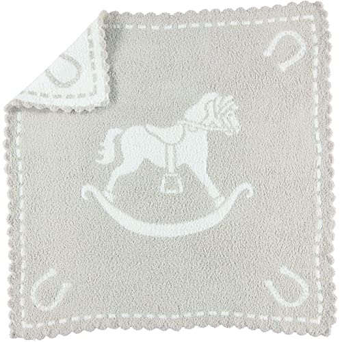 Barefoot Dreams CozyChic Scalloped Baby Receiving Blanket - Stone & Rocking Horse,Stone & White,30x32,CozyChic Scalloped Receiving Blanket - Image 4