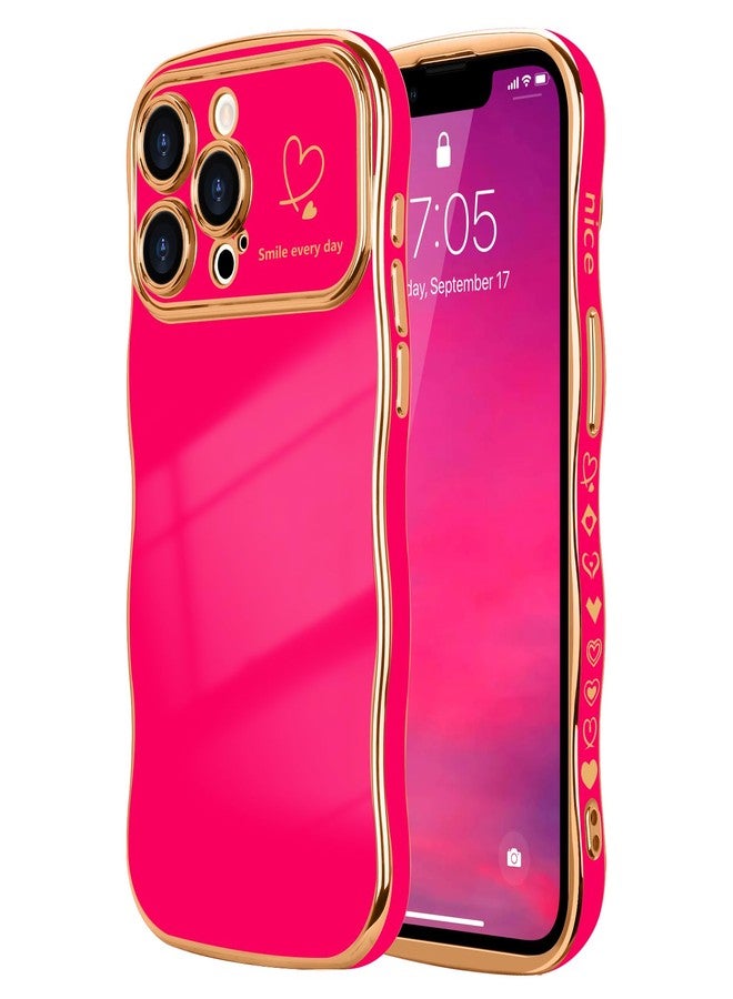 جراب LCHULLE لهاتف iPhone 13 Pro Max للنساء والفتيات، بتصميم مموج لطيف وشكل حلزوني مع غطاء حماية للكاميرا على شكل قلب، مطلي بطلاء فاخر ومقاوم للصدمات، باللون الوردي الفاتح. - Image 1