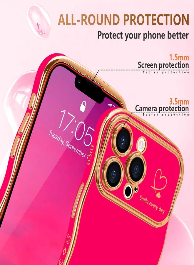 جراب LCHULLE لهاتف iPhone 13 Pro Max للنساء والفتيات، بتصميم مموج لطيف وشكل حلزوني مع غطاء حماية للكاميرا على شكل قلب، مطلي بطلاء فاخر ومقاوم للصدمات، باللون الوردي الفاتح. - Image 4