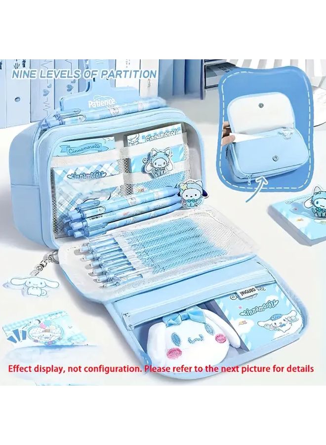 Cinnamoroll Large Capacity Transparent Pencil Case Pastel Blue School Office Organizer - Image 1