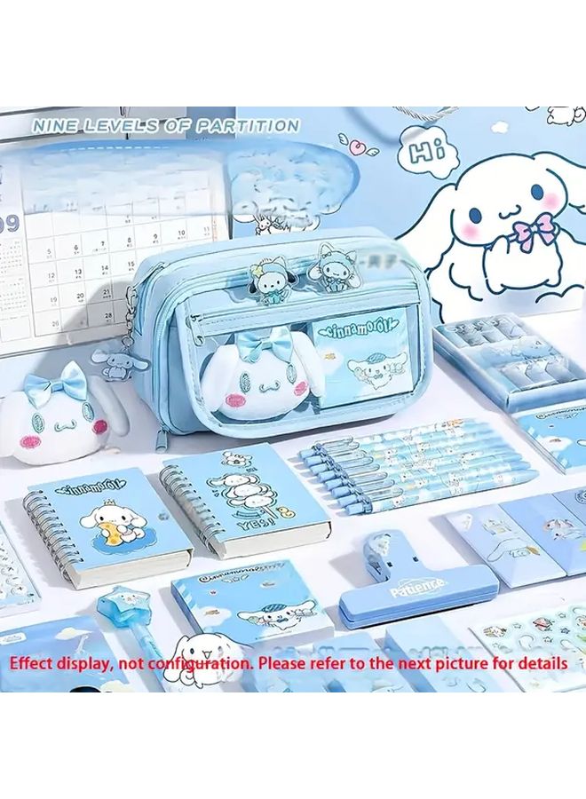 Cinnamoroll Large Capacity Transparent Pencil Case Pastel Blue School Office Organizer - Image 4