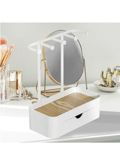 Hihonor Necklace Display Stand - Dressing Table Jewelry Storage Rack | Elegant Desktop Jewel Stand Tray | Multi-Functional Bracelet Organizer Drawer For Desktop, Dressing Table, Bedroom, White  - Image 1