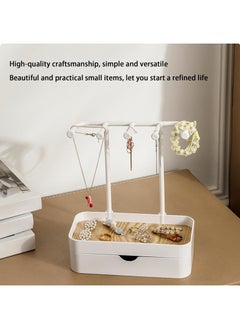Hihonor Necklace Display Stand - Dressing Table Jewelry Storage Rack | Elegant Desktop Jewel Stand Tray | Multi-Functional Bracelet Organizer Drawer For Desktop, Dressing Table, Bedroom, White  - Image 3