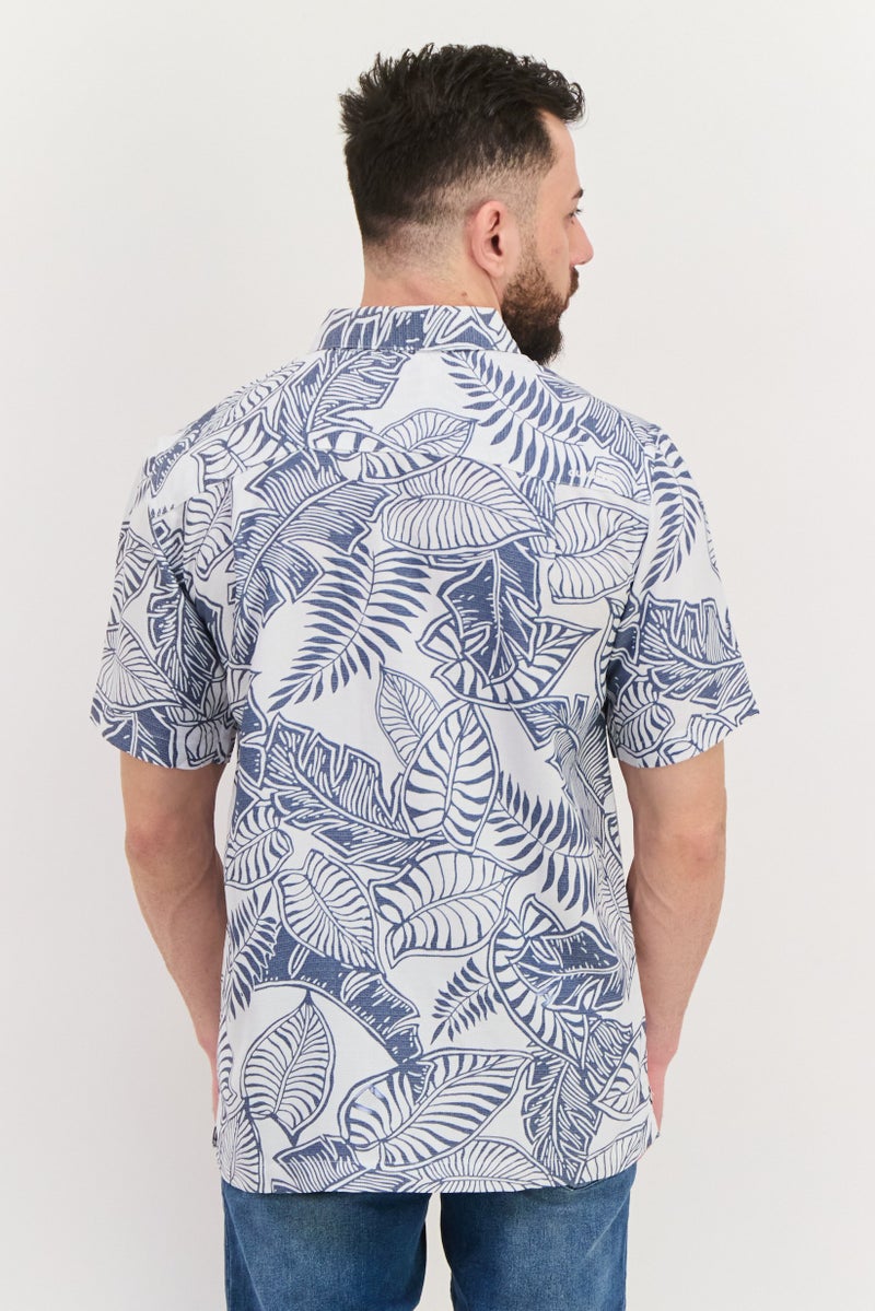 QUIKSILVER Men Regular Fit Allover Print Short Sleeve Casual Shirt, White - Image 3