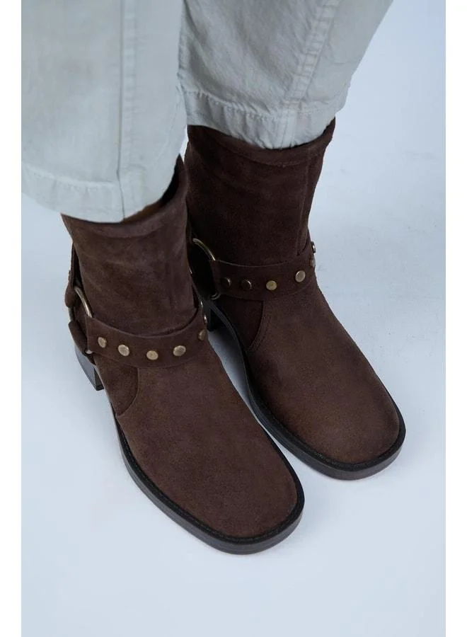 Manijero  (Lukka) Women's Real Leather Biker Toe Boot – Coffee. for Women | Best Price UAE
