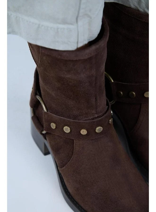 Manijero  (Lukka) Women's Real Leather Biker Toe Boot – Coffee. for Women | Best Price UAE