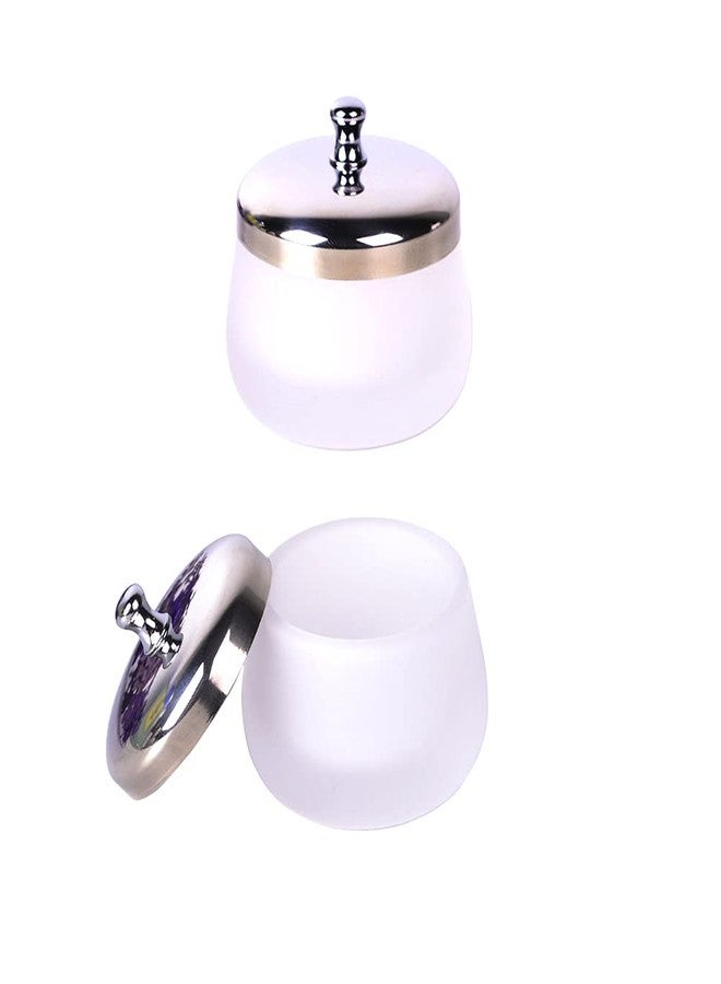 ConStore 2 Pcs Frosted Glass Crystal Dappen Dish With Lid Liquid Powder Container Holder Nail Art Dappen Dish Cup Glass Dappen Cup Nail Art Tools - Image 1