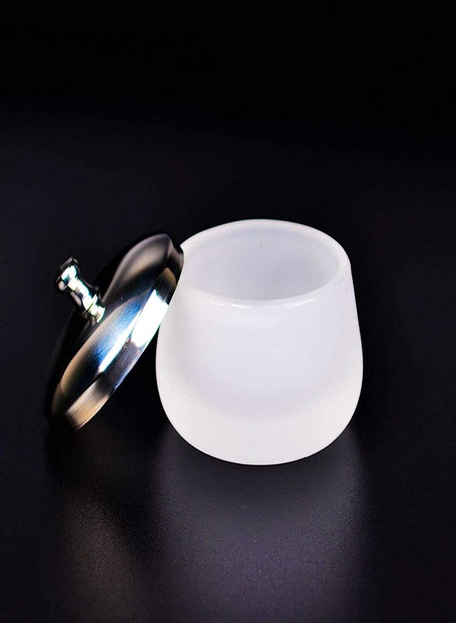ConStore 2 Pcs Frosted Glass Crystal Dappen Dish With Lid Liquid Powder Container Holder Nail Art Dappen Dish Cup Glass Dappen Cup Nail Art Tools - Image 5