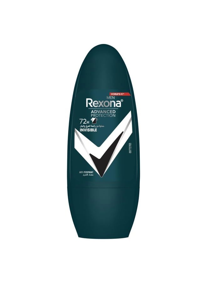 Men Advanced Protection 72H+ Clear Antiperspirant Roll On Invisible Dry Black & White 50ML