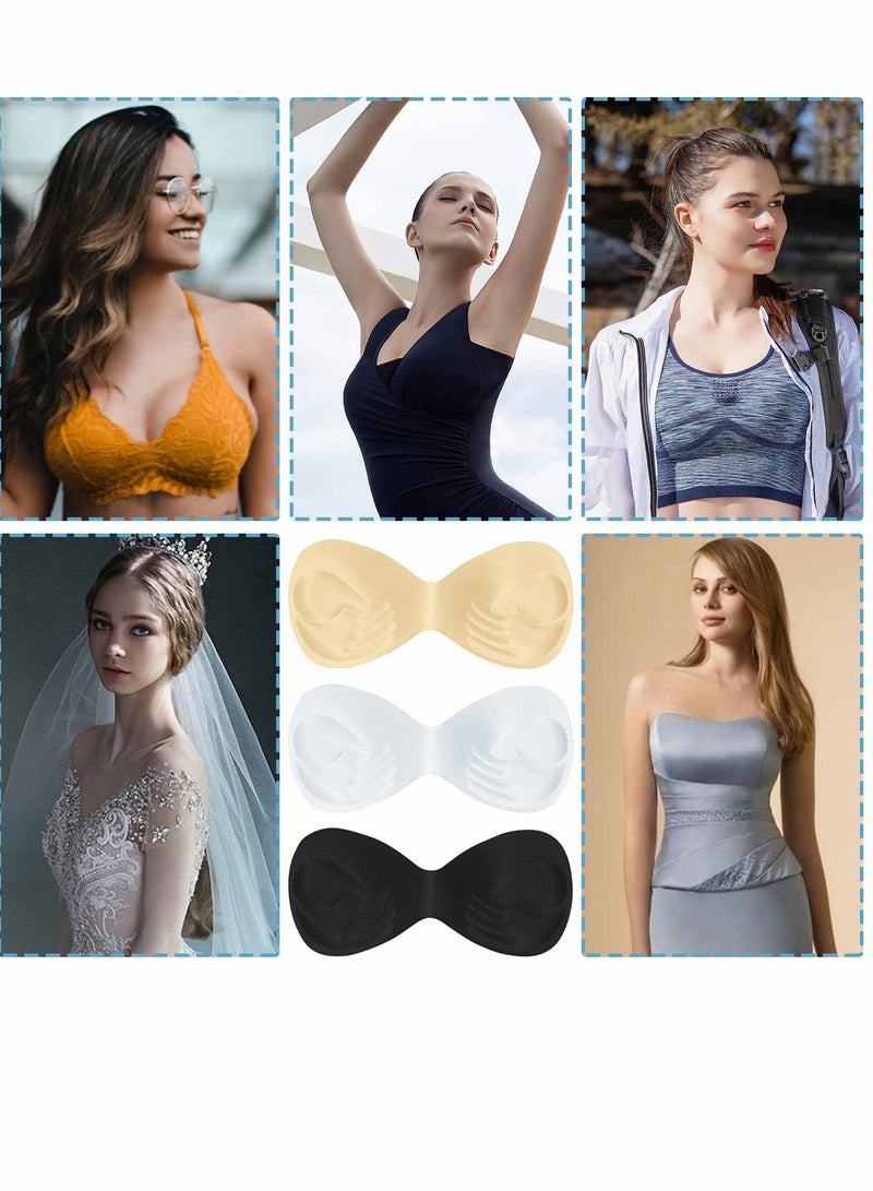 SYOSI 6 Pieces Bra Pads, Insert Cup Replacement, One Piece Massage Granule Breast Foam Palm Rest Pads for Bikini Tops Swimwear Sports Underwear Spacers(Beige, Black, White) - Image 5
