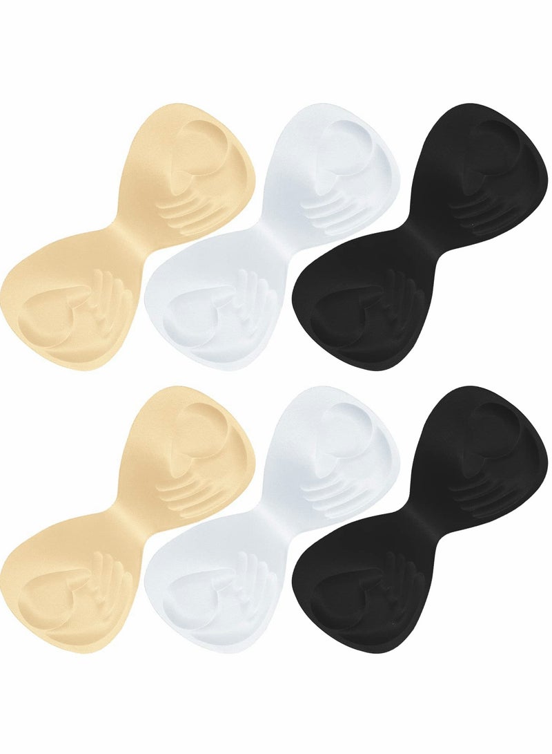 SYOSI 6 Pieces Bra Pads, Insert Cup Replacement, One Piece Massage Granule Breast Foam Palm Rest Pads for Bikini Tops Swimwear Sports Underwear Spacers(Beige, Black, White) - Image 1