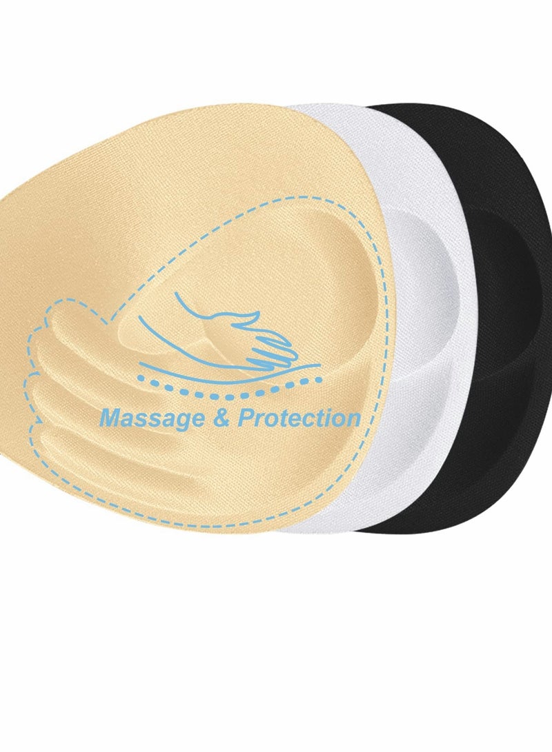 SYOSI 6 Pieces Bra Pads, Insert Cup Replacement, One Piece Massage Granule Breast Foam Palm Rest Pads for Bikini Tops Swimwear Sports Underwear Spacers(Beige, Black, White) - Image 3