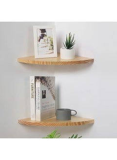 Home Gallery Set Of 2 Natural Wooden Corner Shelves 20x20 cm  - Image 1