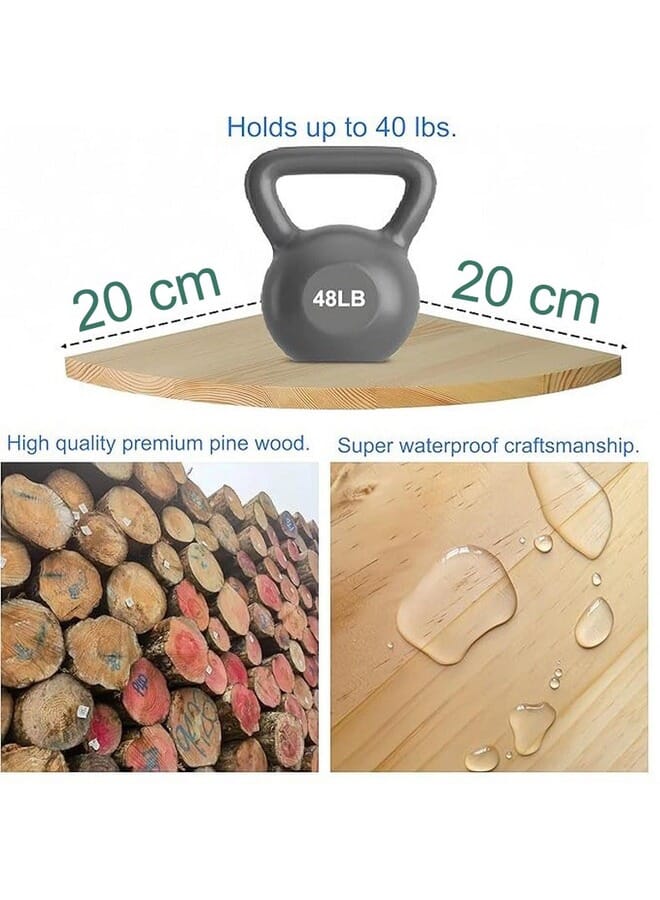 Home Gallery Set Of 2 Natural Wooden Corner Shelves 20x20 cm - Image 4
