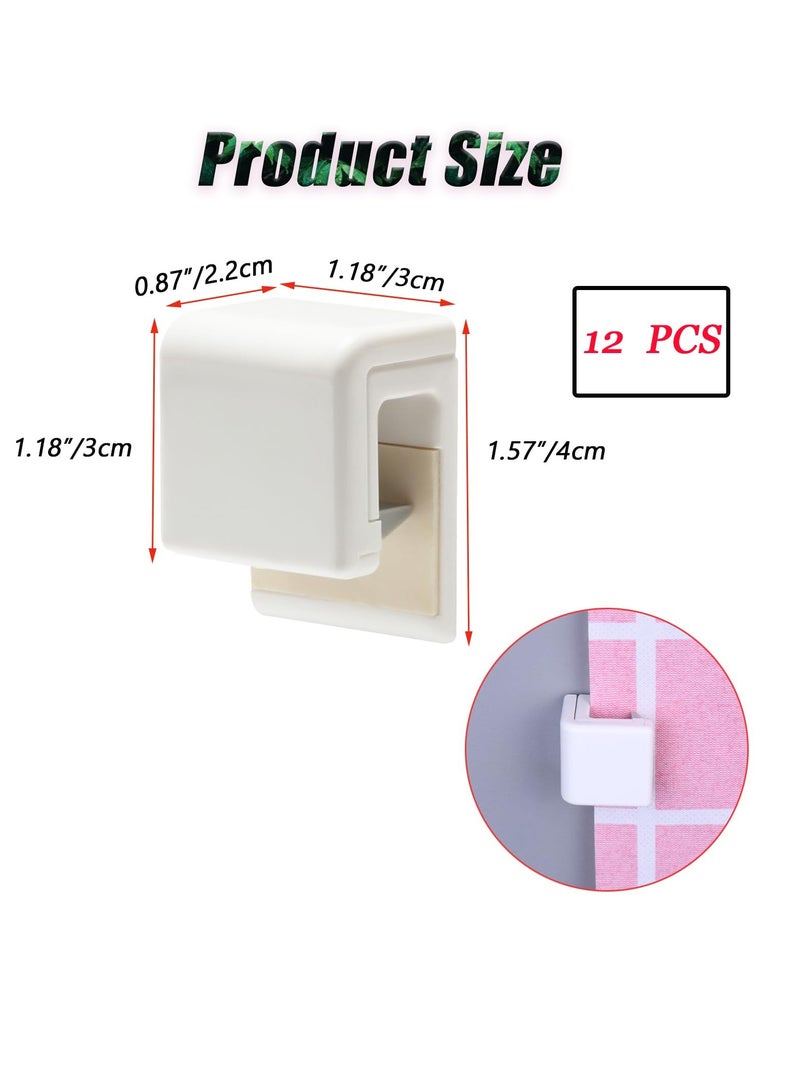 Excefore Shower Curtain Splash Clips, 12 Pcs Self Adhesive Shower Curtain Clips, Self Adhesive Shower Curtain Weight Clip, for Shower Hanging Camper Home Decoration Indoor and Outdoor  - Image 2
