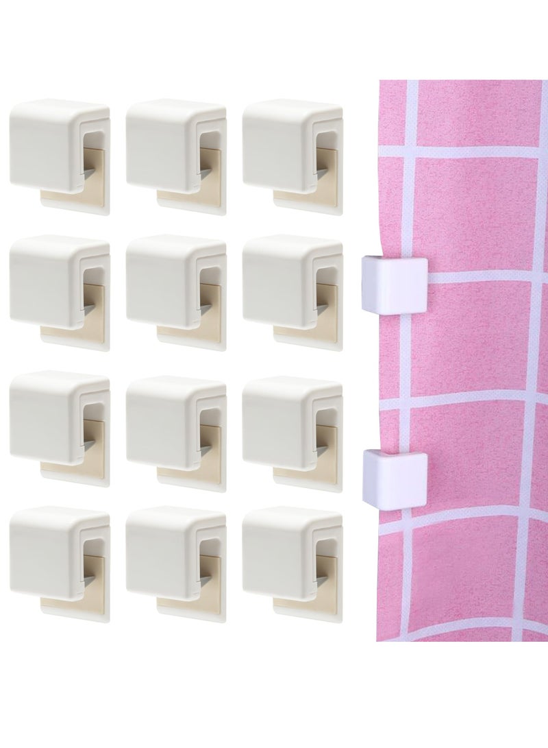 Excefore Shower Curtain Splash Clips, 12 Pcs Self Adhesive Shower Curtain Clips, Self Adhesive Shower Curtain Weight Clip, for Shower Hanging Camper Home Decoration Indoor and Outdoor  - Image 1