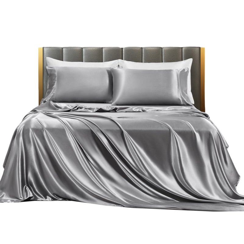 Imitation Silk Bedding Set King Size: Silky Soft Wrinkle Resistant Cooling Duvet Cover With Pillowcases - Easy Care Breathable Luxury Bed Set for Master Bedroom Guest Room Hot Sleepers - Image 1