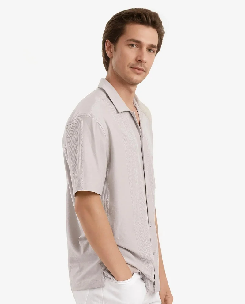Rare Rabbit Men's Cuban Collar Boxy Fit Shirt