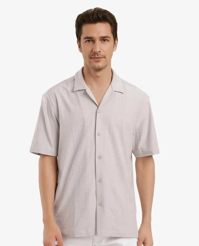 Rare Rabbit Men's Cuban Collar Boxy Fit Shirt